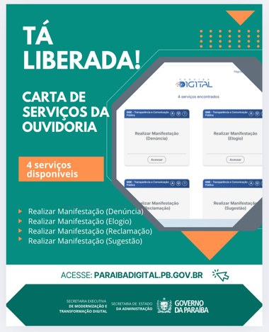 População já pode acessar a Carta de Serviços da Ouvidoria no Portal Paraíba Digital